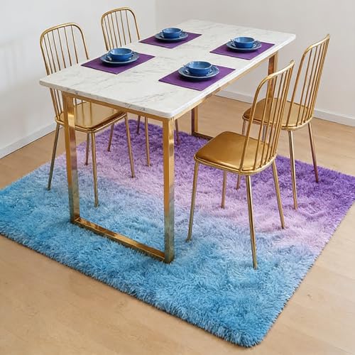 Tapis de chambre doux 130x205 cm bleu violet moderne - 2