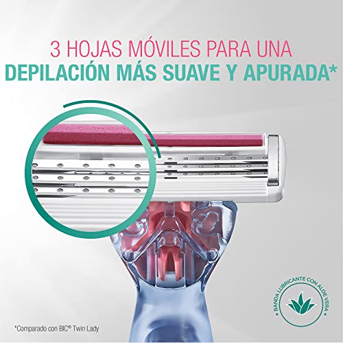 BIC Click 3 Soleil Sensitive Maquinilla de Afeitar Mujer + 10 Cuchillas de Recambio - imagen 4
