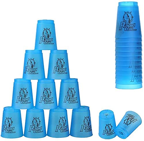 Tocypho 12 Pack Quick Stack Cups Set Plastic Sports Stacking Cups Speed Training Game For Travel Party Challenge Competition (Blue) #TOP4
