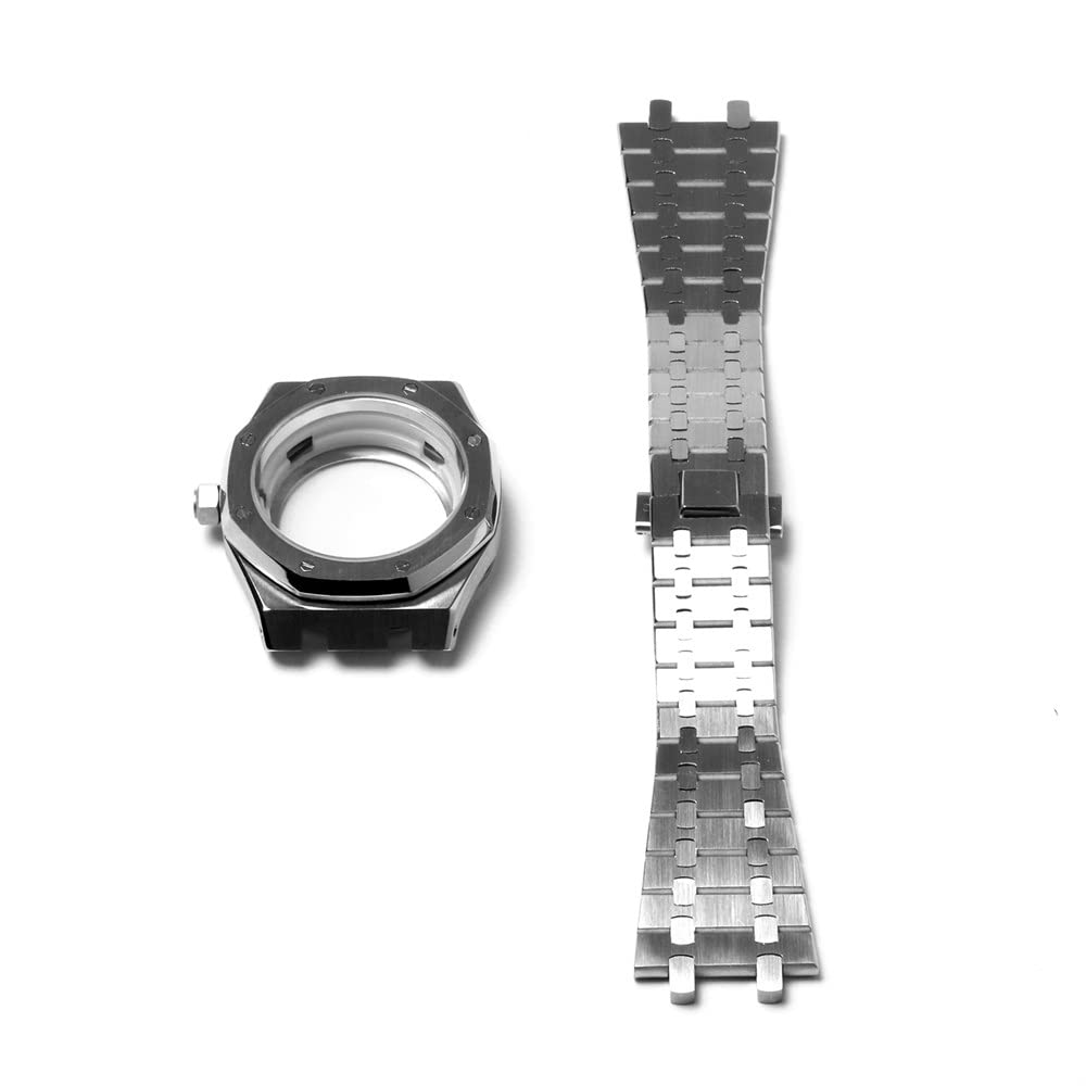 Boîtier de montre 41 mm en acier inoxydable avec son bracelet robuste et élégant