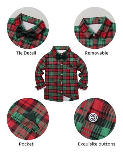 Image of DISAUR Boys Dress Clothes Wedding Ring Bearer Outfit Boy Formal Suits Dress Shirt with Bow Tie +Suspender Pants Set