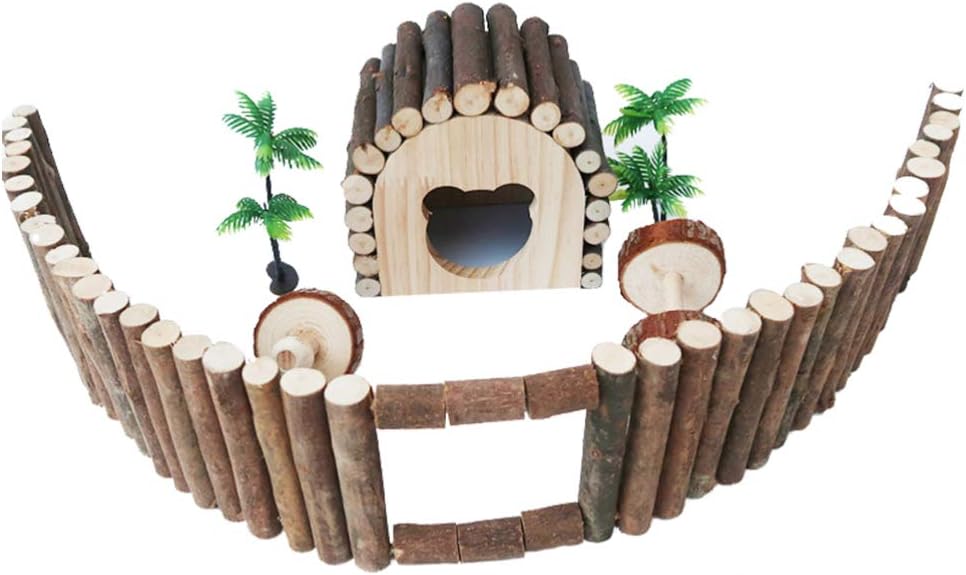 balacoo 1set Wooden Simulation Fence Toy for Hamsters Chewing Plaything for Pets Playground for Fun Exercise Safe Handmade Chew Toys for Hamsters Parrots