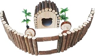 balacoo 1 Set 6Pcs Guinea Pig cage Hamster Fence Hamster House Molar Wooden cage Natural chew Hamster Wood cage Squirrel Wooden House Wood Fence pet Wood Toys