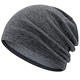 VIAUMBR Laufmütze Mütze Herbst Winter Haube Kopfbedeckung Slouch Beanie Damen Herren Joggen Laufen Fahrradfahren Trainieren Atmungsaktive Weiche Warme Hellgrau