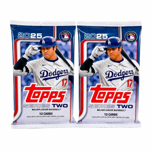 2025 Topps Series 2 Baseball Factory Sealed Pack Bundle, 2 Packs, 24 Cards Total, MLB Trading Cards