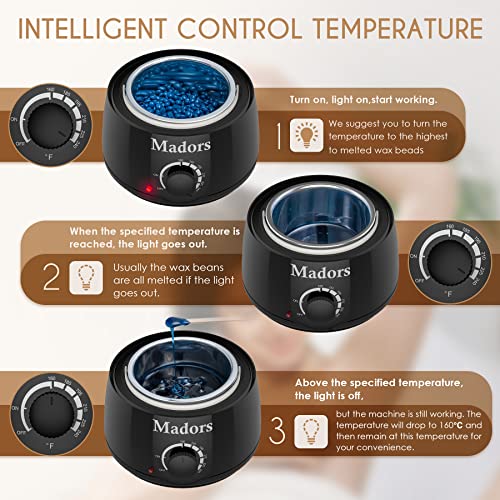 Madors Waxing Kit For Women Heating Ring Wax Warmer For Hair Removal Intelligent Temperature Control Wax Machine With Hard Wax Beads #TOP2
