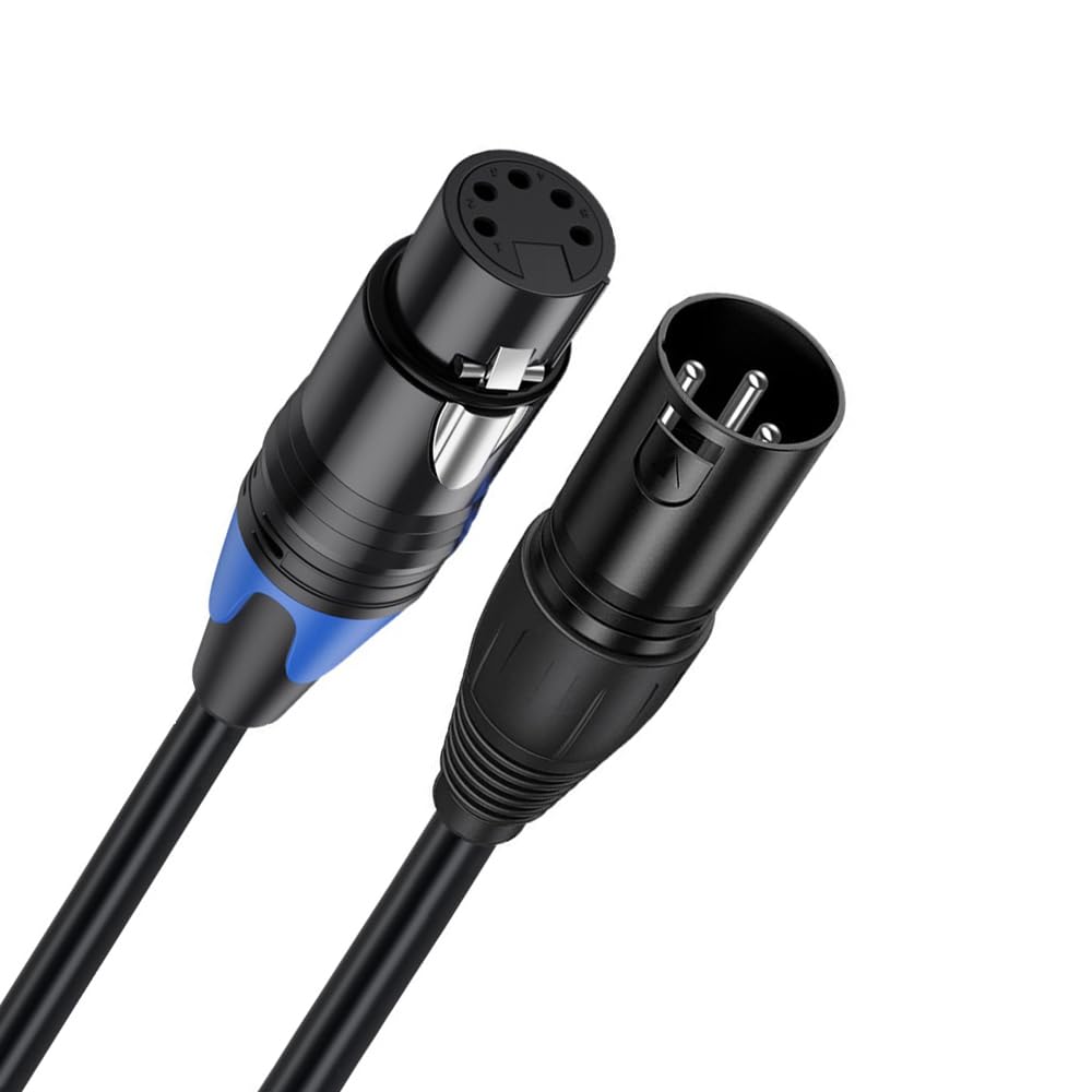 Hanprmeee 3 Pin XLR Male to 5 Pin XLR Female DMX Adapter Cable for Microphone DMX DMX512 Stage Lighting Turnaround (0.3M)