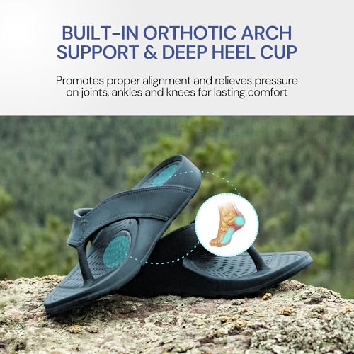 Image of NUUSOL Unisex Cascade Flip Flops; Non-Slip Hiking /Plantar Fasciitis Footwear; Soft Cushion, Lightweight & Comfortable; Arch Support & Textured Footbed, Pain Relief for Joint, Neck & Back Injuries