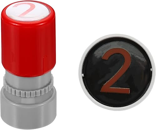 PATIKIL Sellos de números de 0.63 pulgadas, sello de tinta de plástico con número 2 de caracteres autoentintado para álbumes de recortes de aula,