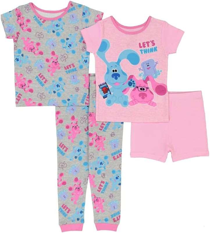 Unisex Kids' 4-piece Snug-fit Cotton Matching Comfortable Pajama Set, Soft & Cute for Kids