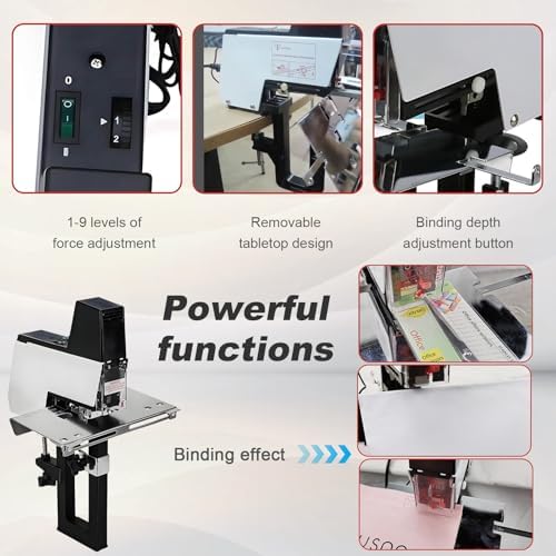Heavy Duty Saddl-e Stitch Stapler,Electric Saddl-e Stapler,1-9 Strength Adjustment Levels,Saddl-e Stitching/Flat Stitching,Suitable for Photo Studios, Offices, and Homes.