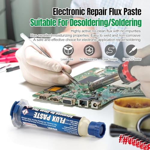 Image of SCHOFIC UV-559 No-clean Halogen-free Soldering Flux Paste for Electronics, BGA Repair, 10mL Syringe