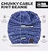 Tough Headwear Slouchy Beanie Hat - Cable Knit Beanies - Itch-Free Winter Hats for Women - Durable Acrylic Winter Essentials - Blue Melange