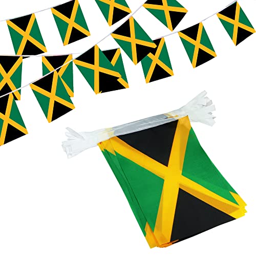 Image of Anley Jamaica String Flag Pennant Flags, Patriotic Events 6th of August Independence Day Decoration Sports Bars - 33 Feet 38 Flags