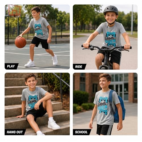 Image of Pro Athlete Active Boys Short Sets - 2 Piece Performance Crewneck Short Sleeve T-Shirt and Shorts Boys Athletic Sets (8-16)