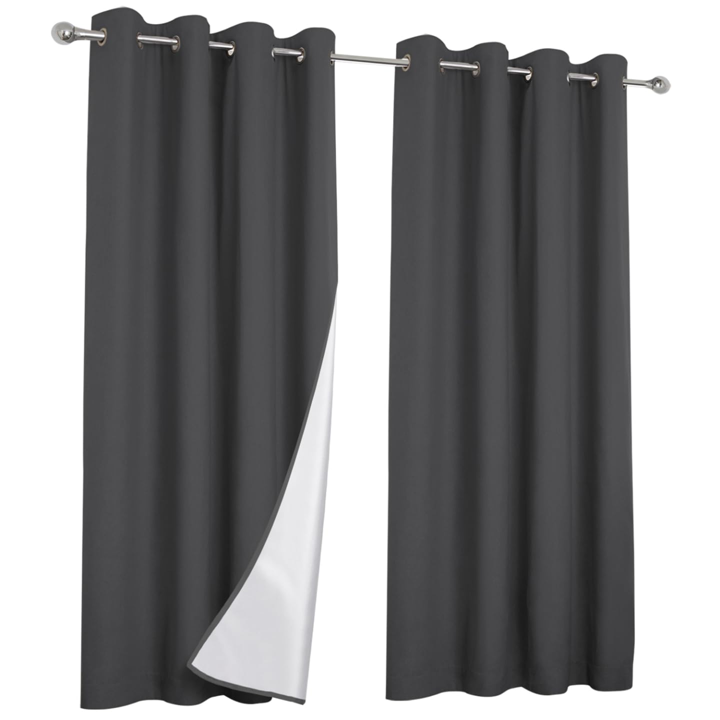 IDMarket - Lot de 2 Rideaux Thermiques Gris Anthracite 135x240 cm