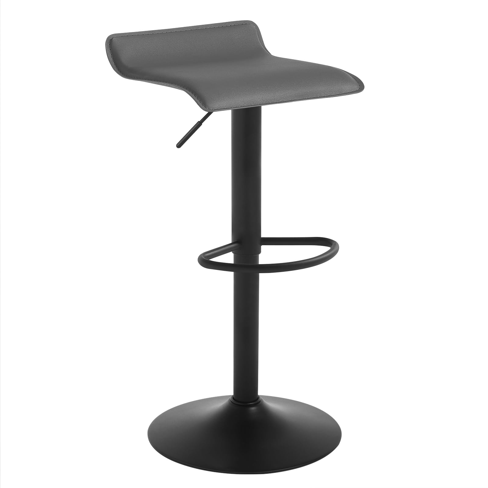 WOLTU Sgabello Cucina, Regolabile in Altezza, PVC, Grigio | Sgabello da Bar Colazione, con Poggiapiedi, Regolabile in Altezza, Sgabelli Girevole, per Cucina Caffè Banco, in Metallo