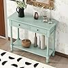 Merax Narrow Console Table with 2 Storage Drawers and Bottom Shelf Wood Farmhouse Entryway Table Rustic Antique Sofa Table for Living Room Bedroom Hallway Front Hall (Retro Blue) Merax Narrow Console Table with 2 Storage Drawers and Bottom Shelf Wood Farmhouse Entryway Table Rustic Antique Sofa Table for Living Room Bedroom Hallway Front Hall (Retro Blue)