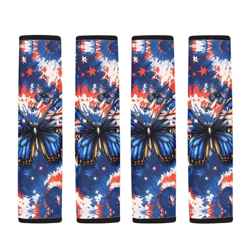 Image of AFPANQZ America Flag Butterfly Seat Belt Pads Cover Safety Seatbelt Shoulder Strap Covers Cushion Harness Pads for Car Bags Soft Comfortable Universal Fit for Truck Vans Sedans SUVs