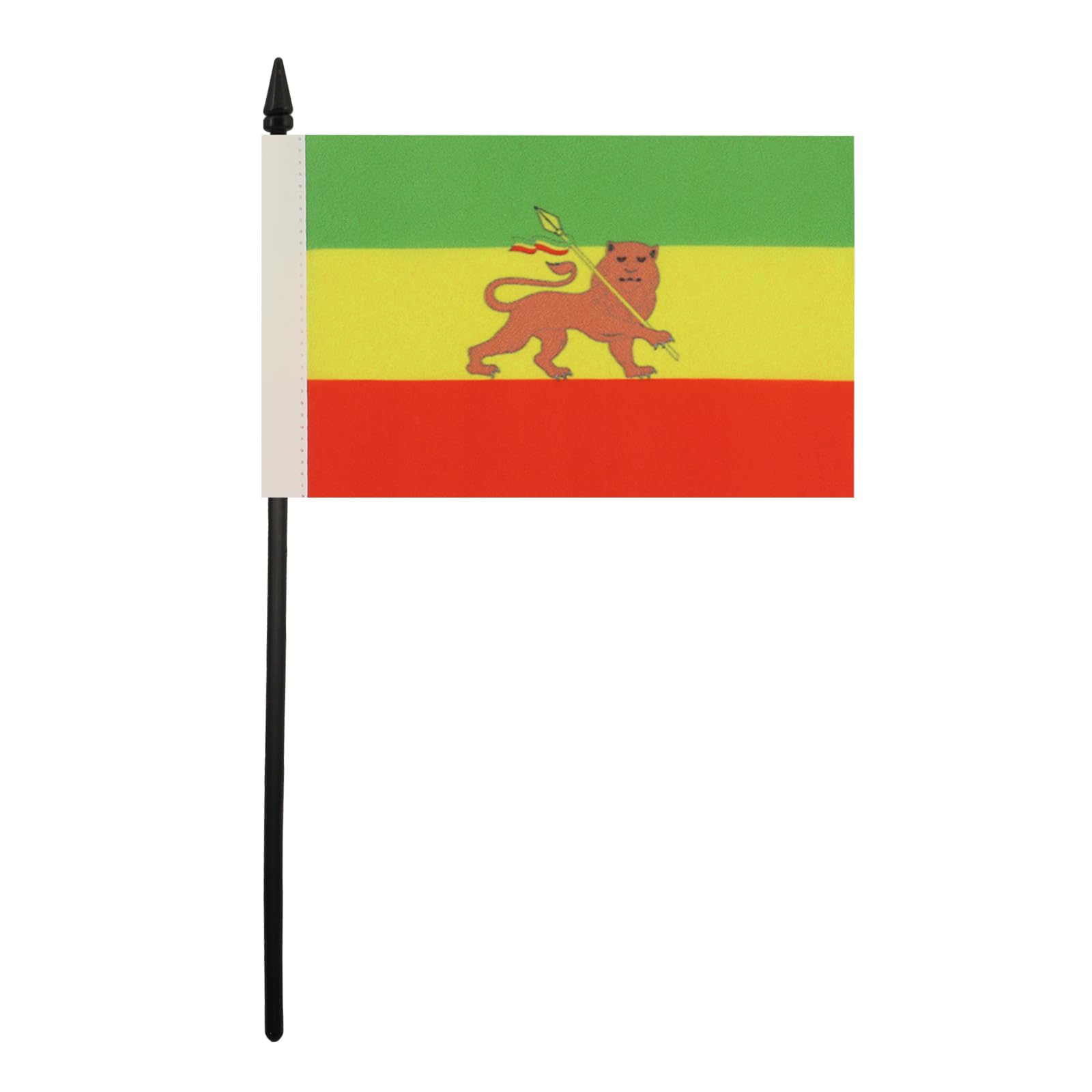 AZ FLAG - Ethiopia with lion Table Flag 4'' x 6'' - Ethiopian Office Mini Banner 100% Polyester 15 x 10 cm - Mini Desk Flag with 10'' Pole and Black Plastic Base