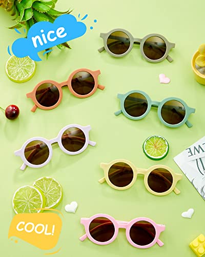 Flutesan 24 Pairs Kid Round Sunglasses Cute Retro Circle Sunglasses for Kids Girls Toddler Baby Boy Outdoor UV, Age 3 to 104
