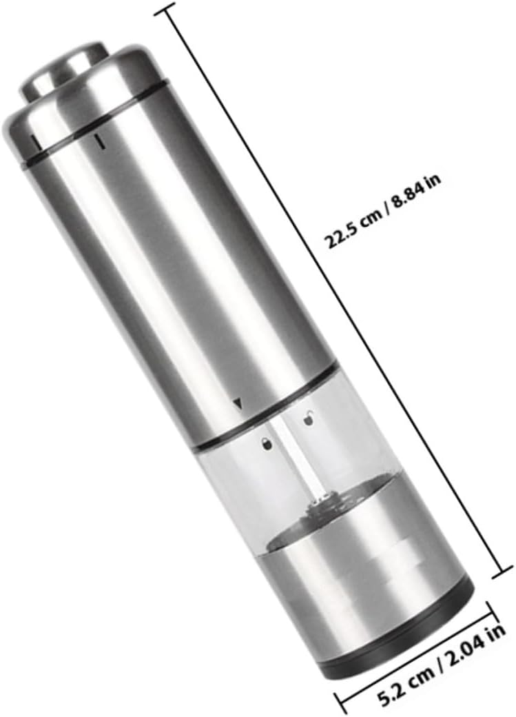 HEMOTON Electric Stainless Steel Pepper Grinder Mill Refillable Manual Salt and Pepper Spice Grinder for Kitchen Cooking
