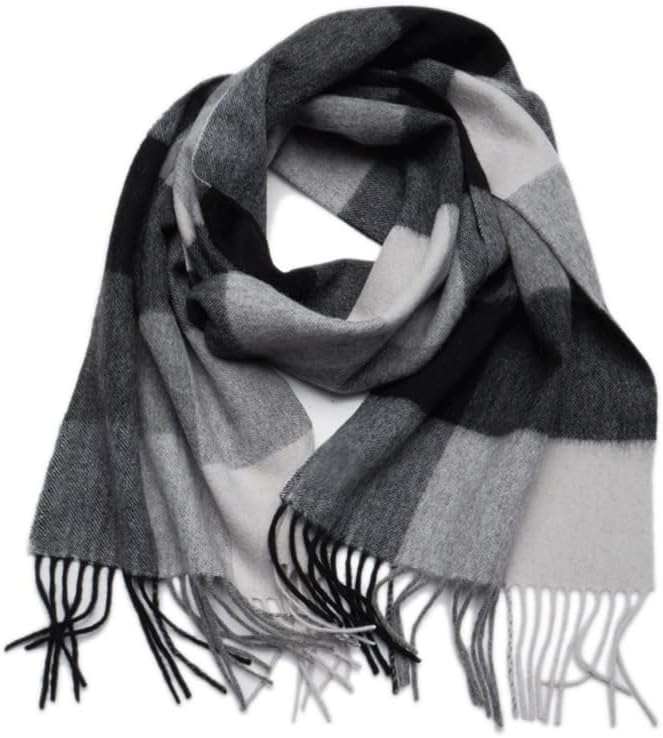 Autumn Winter Man Keep Warm Scarf Wool Grid Neckerchief Business Shawl
