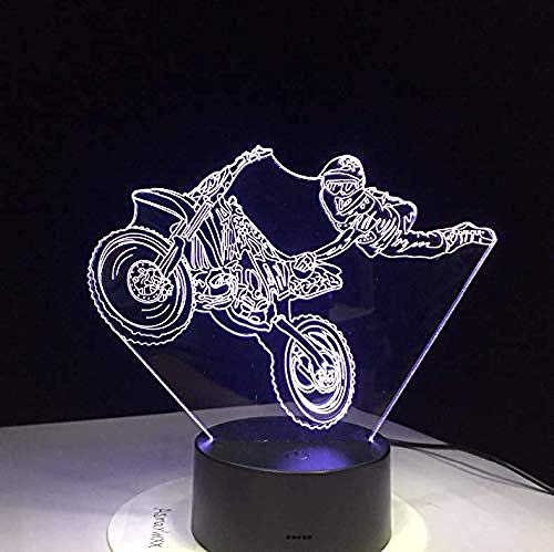 Lámpara de noche 3D Moto Acrobacias Lámpara de mesa táctil 7 colores Lámpara de escritorio cambiante Lámpara 3D Novedad Luz de noche Led Luz de año Regalo