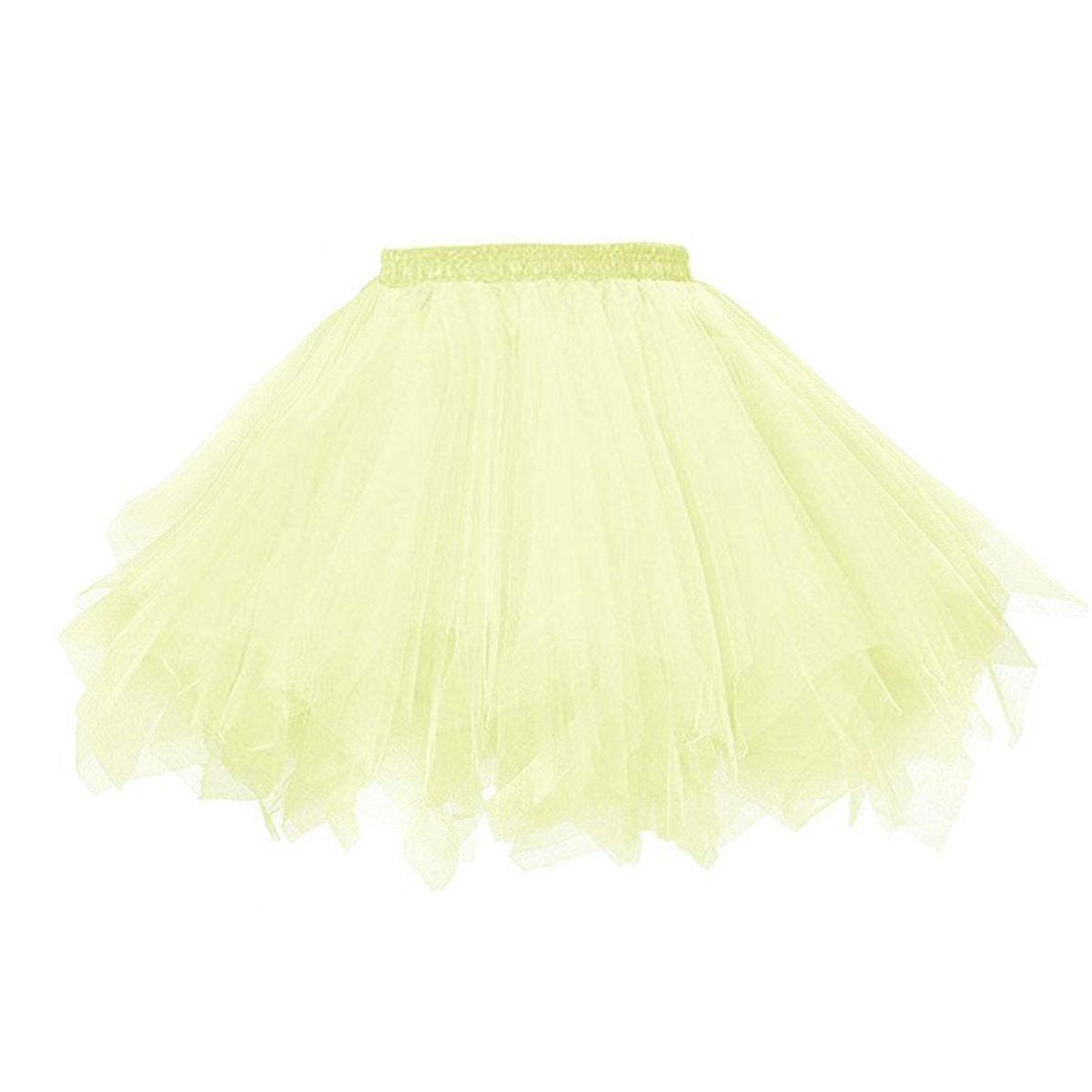 Bifini Women's Light Yellow Adult 80'S Tutu Skirt Layered Tulle Petticoat Halloween Tutu