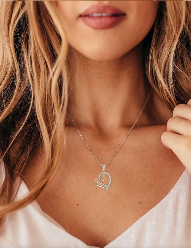 Miniatura 2 de ITS4YEO 925 Sterling Silver Infinity Heart Pendant Initial Necklaces Silver Necklace Zircon Pendant Necklaces for Women Jewelry Gift for Women Wife