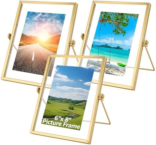 Fenzo Vintage Style 5x7 Inch Portrait Brass & Glass Hanging Frames - View #12