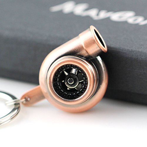 Image of maycom Creative Spinning New Turbo Turbocharger Keychain Key Chain Ring Keyring Keyfob (Copper Color)