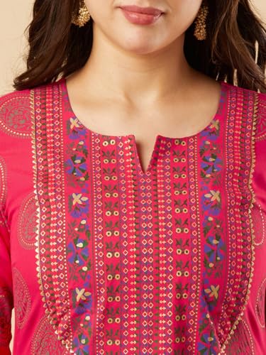 Image of Womens Printed Straight Kurta Pant and Dupatta Set for Women Ethnic Tunic Kurtis Set