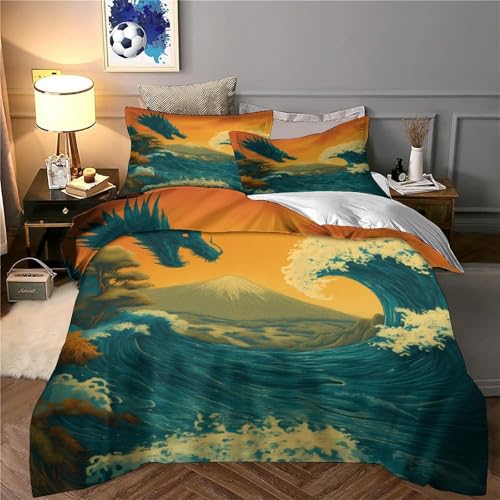 Housse de couette imprimé en 3D dragon mythique parure de lit 135x200