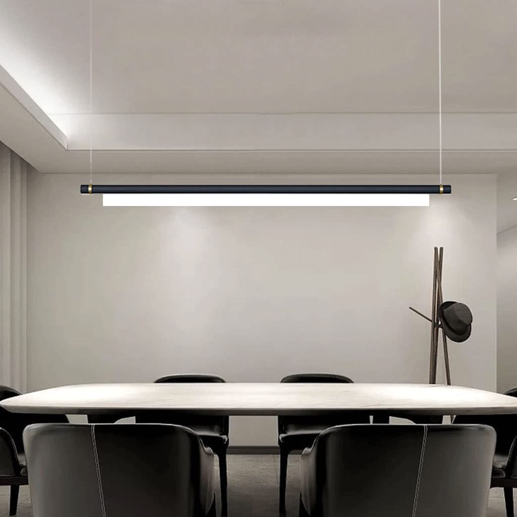 Lampada a sospensione a LED Tavolo da pranzo Striscia Lampada a sospensione Lampada a sospensione regolabile in altezza 6000K Lampadario in metallo a luce bianca Cucina Isola Bar Sala da pranzo