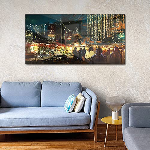 Image sur verre 140x70cm tableau mural salon City night light - 4