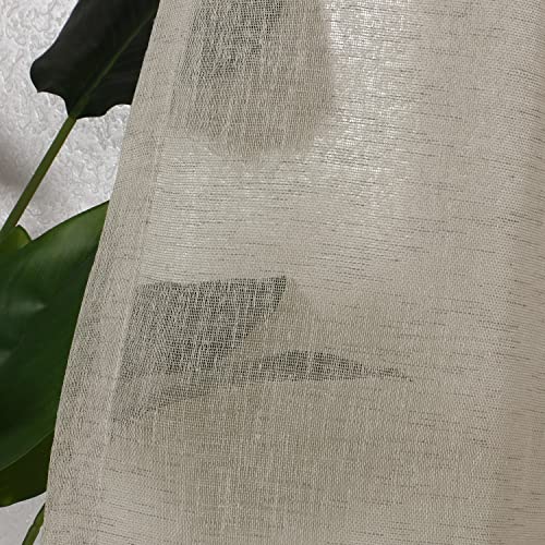 Bonzer Burlap Linen Sheer Curtains For Living Room - Grommet Top Sheer Drapes 84 Inches Length Light Filtering Voile Window Curtain For Bedroom, Set Of 2 Panels (54 X 84 Inch, Linen) #TOP5