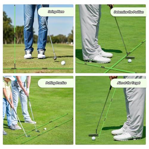flintronic Golf Alignment Sticks, 2 Stück Klappbar Golfübungsstangen mit Durchsichtigem Aufbewahrungsrohr, Alignment Übungsstangen Schwunghilfe Golfübungsgerät Richtungsanzeige zum Zielen Putten, Grün