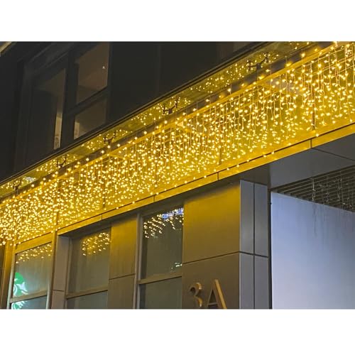 ZIMINGU 13FT Icicle String Lights with 144 LEDs – Connectable Twinkling Fairy Lights for Indoor/Outdoor Christmas & Diwali Decorations (Warm White)