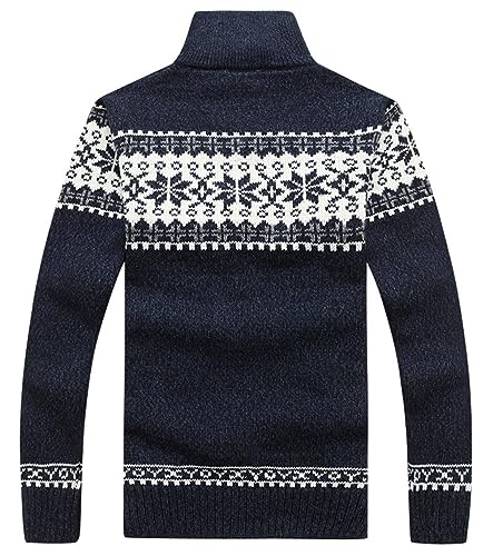 Kedera Men's Christmas Cardigans Ugly Xmas Sweaters Snowflake Stand Collar Knitted Winter Cardigan Sweater2