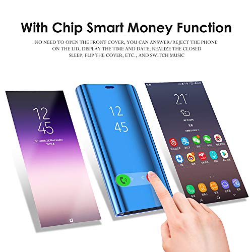 JZ [Design espelhado][Suporte] Capa compatível com iPhone 12 Pro Mirror Wallet Flip Cover - Preta