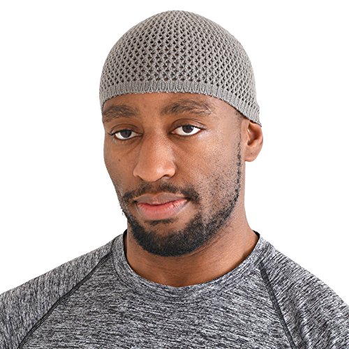 CHARM Silk Kufi Hat Skull Cap - Mens Beanie Hat Handmade in Japan Stretchy Gray L