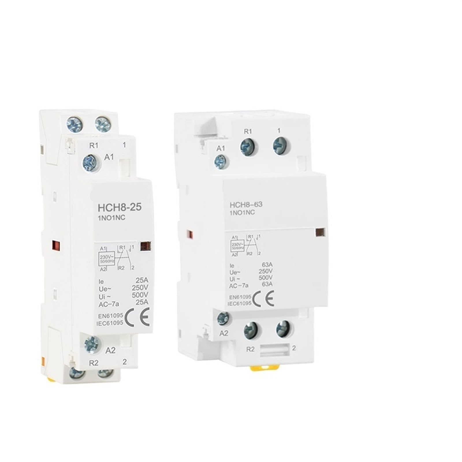 Contacteur modulaire 25A 2NO HCH8 pour rail DIN avec commande manuelle