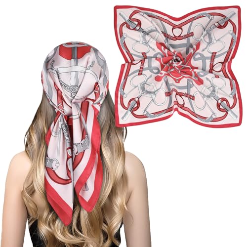 Relang Fashion silk Satin Head Scarf for Women Hair Bandana Hair Scarf Wrap Neck Scarf for Women 27.5×27.5 inches Pink