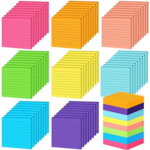 Image of Yexiya 64Pcs Lined Sticky Notes 4x4'' Self Stick Notepad Chic Color