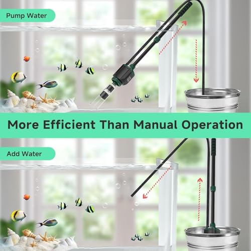 Aspiradora eléctrica para peceras, limpiador de grava, limpiador de grava para acuario, para cambio automático de agua, eliminación de suciedad y lavado de arena
