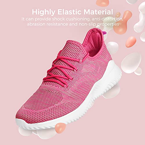 Image of Flysocks Slip On Sneakers for Women-Non Slip Gym Sports Shoes Lightweight Comfortable Walking Tennis Shoes, B- Plum Light Grey Pink, 9.5