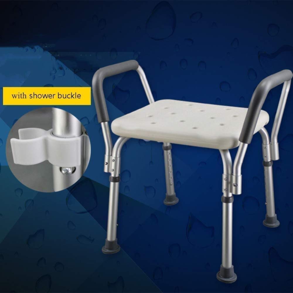 Home Essentials, Taburete de Ducha de Altura Ajustable Antideslizante, Asiento de Ducha de Seguridad en el Baño con Asas para Ancianos