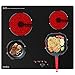 COVERCOOK ceramiczne płyty do gotowania, 60 cm palnik kuchenny, zintegrowana płyta grzewcza, czarna szklana płyta kuchenna z 4 strefami gotowania