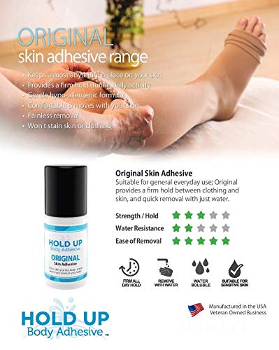 Hold Up Body Adhesive Original - Roll On Skin Adhesive For Compression Stockings, Socks, Clothing, Costume, Fashion, Dance - Hypoallergenic & Skin-Friendly Formula, Safe For Daily Use - 2 Oz. Bottle #TOP1